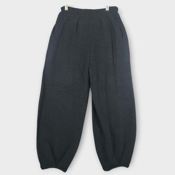 Miou Muse Sweatpants Women's S Gray Knit Elastic Waist W/ Pockets Pleated Ankle - Picture 2 of 5